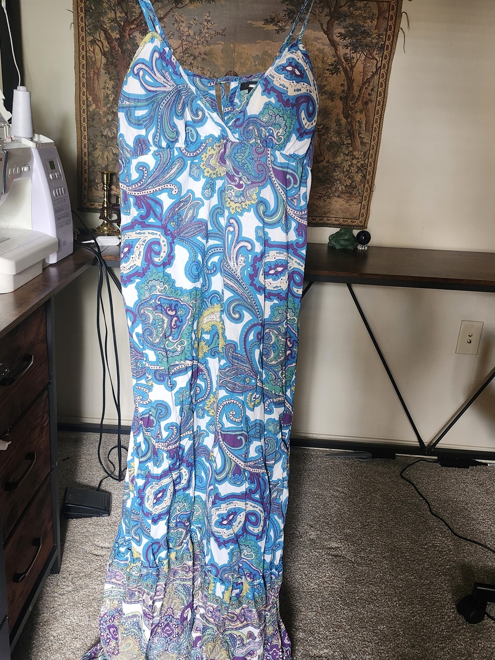 Blue & Purple Paisley Maxi Dress